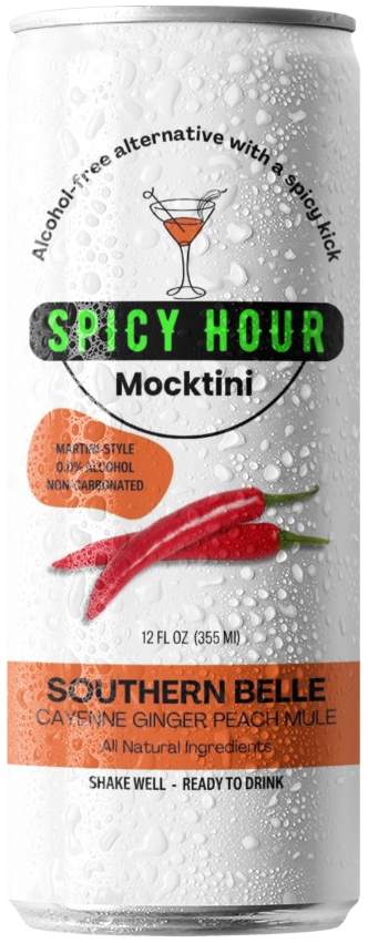 Southern Belle, Spicy Hour alcohol-free mocktini in a 12-ounce sleek can